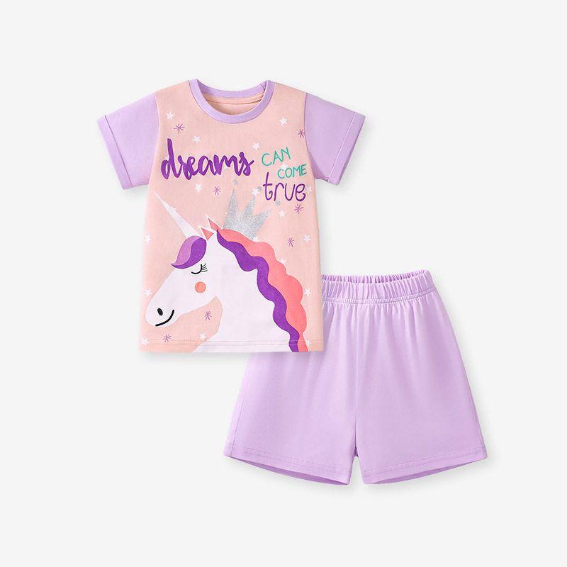 Little Maven New Cute Girls' Suit Summer Kidsren's Clothing European and American Short-Sleeved Pure Cotton Kidsren's Suit