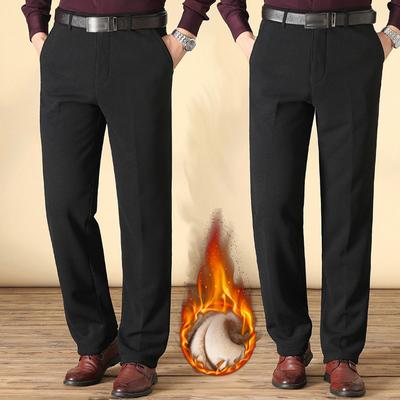Herren-Hose aus dickem Samt, warme Kleidung, Wollfleece-Hose, lässige gerade Hose, flexible, winddichte Hose, formelle Business-Hose für Herren