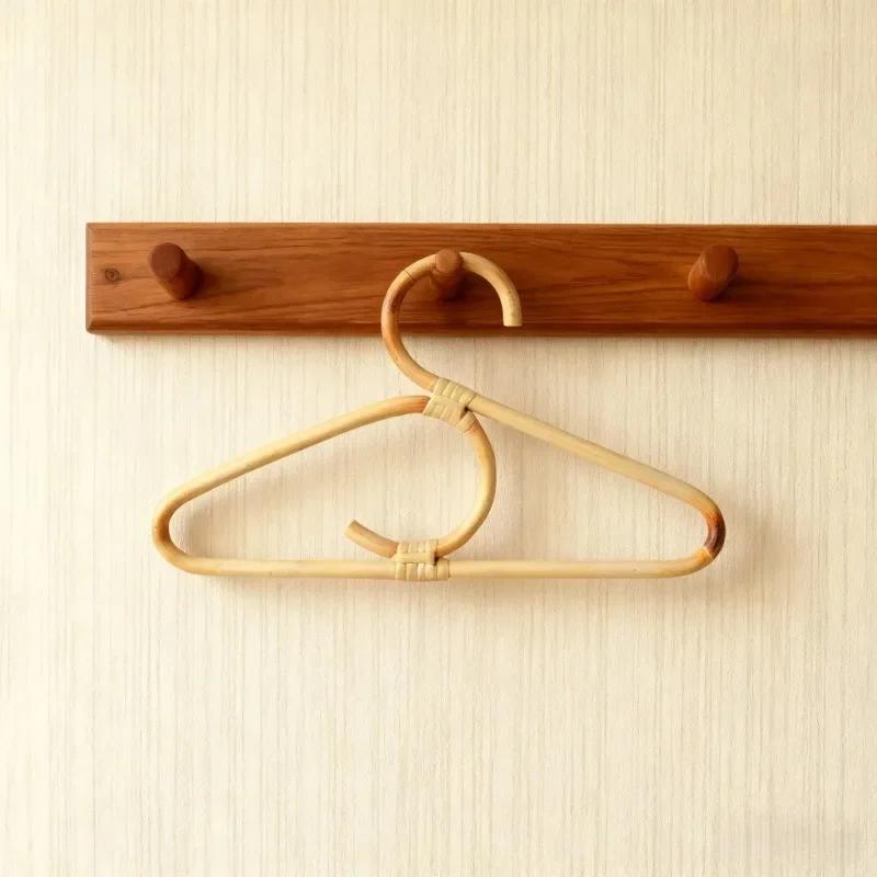 Natural Rattan Children’s Garments Organizer Rack 1pc Kid Clothes Hanger Clothing Storage Tool Kid Room Wardrobe Decor Accessory