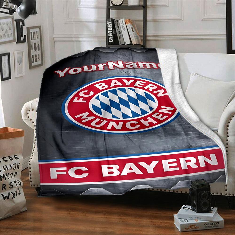 Bayern Munich Customize Text Blanket Throw Customizable Blanket Warmthful Decor Perfect for Bed Seaside Office Chair Couch Four Seasons Multipurpose