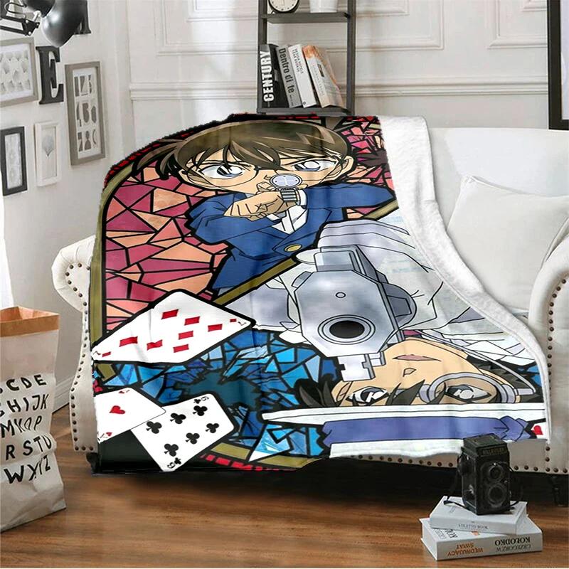 Cartoon Cartoon Detective Conan Printed Blanket, Fashionable Soft Warm Flannel Blanket, Bed Sofa Outdoor Travel Picnic Blanket