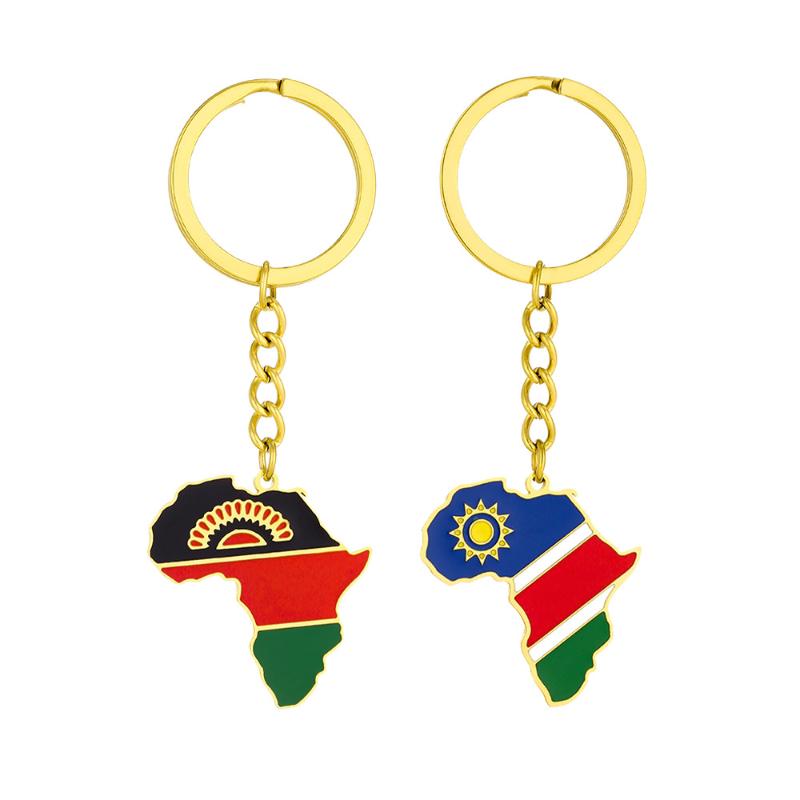 Premium Stainless Steel Keychain With Africa Ghana Nigeria Cape Verde Congo Uganda Map Flag Pendant Gift For Travel Enthusiasts