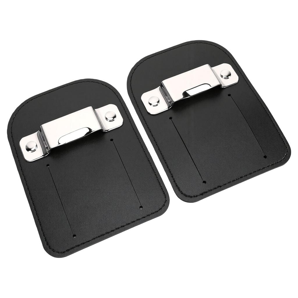 2pcs Black PU Leather Tape Measure Holder Drill Holder Belt Clip with Buckle for Woodworking Construction Electrician