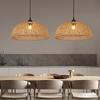 Wabi-Sabi Style Japanese Woven Rattan LED Pendant Light for Home & Restaurant