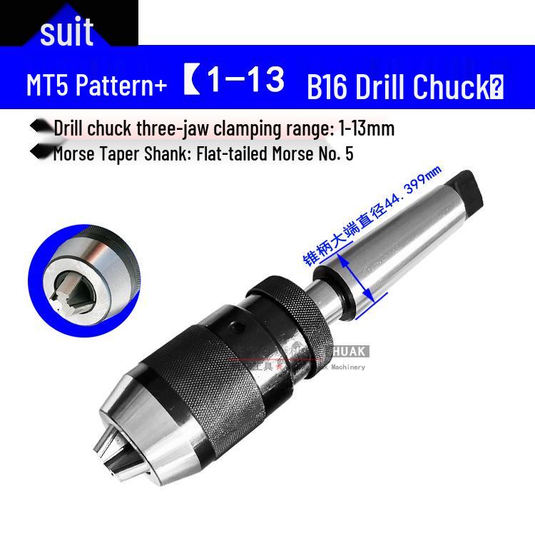 Self-Tightening Self-Locking Drill Chuck 1-13mm/1-16mm with Morse Taper Hole for Drill/Mill Machines