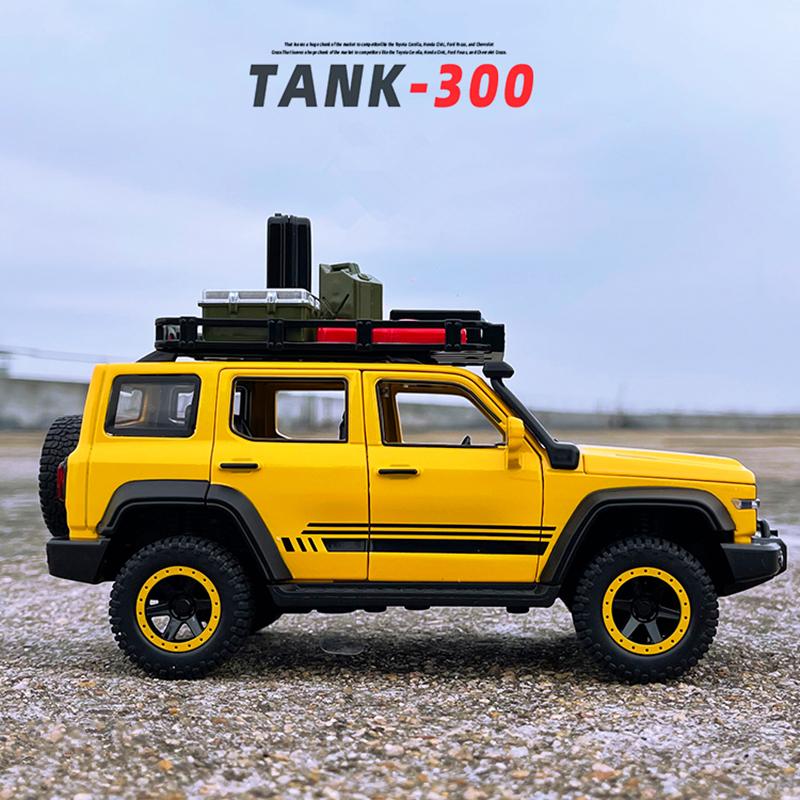 1/24 Versione Fuoristrada Tank 300 Modello di Auto in Lega Metallo pressofuso Giocattolo Veicoli Fuoristrada Modificati Modello di Auto Suono e Luce Regali per Bambini