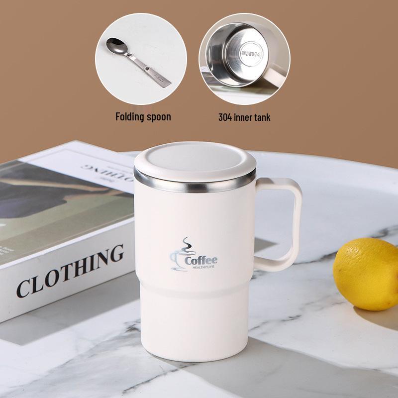 Stainless Steel Mug with Lid & Spoon - Perfect for Coffee, Tea, or Travel