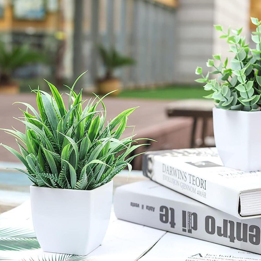 Simulated Green Plants, Frost-Hung Lavender, Potted Plants, Home Furnishing, Living Room Decoration Plastic, Small Bonsai, Eucalyptus Fake Plants