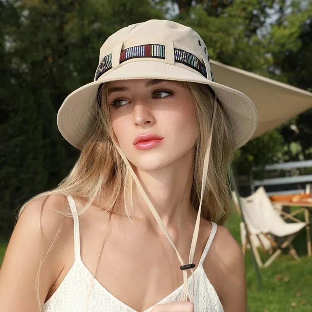 Outdoor Climbing Hats for Man Japanese Adjustable Western Cowsboy Fisherman Caps Women Wide Brim Travel Beach UV Protection Hats