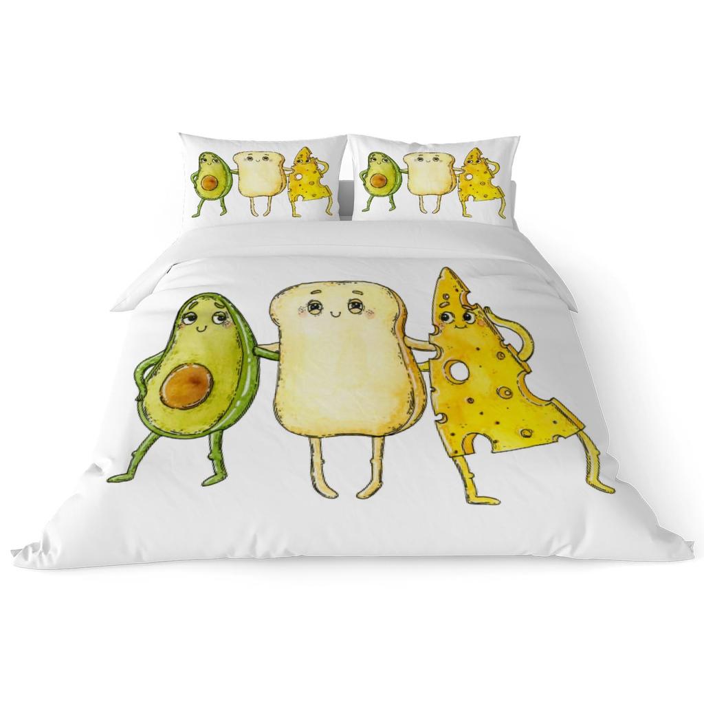 Cheese Bedding Sets Yellow Food Dessert Comforter Covers for Boys Girls Kids Duvet Cover Sets Fashion Teens Bedroom Decor 3 Pcs