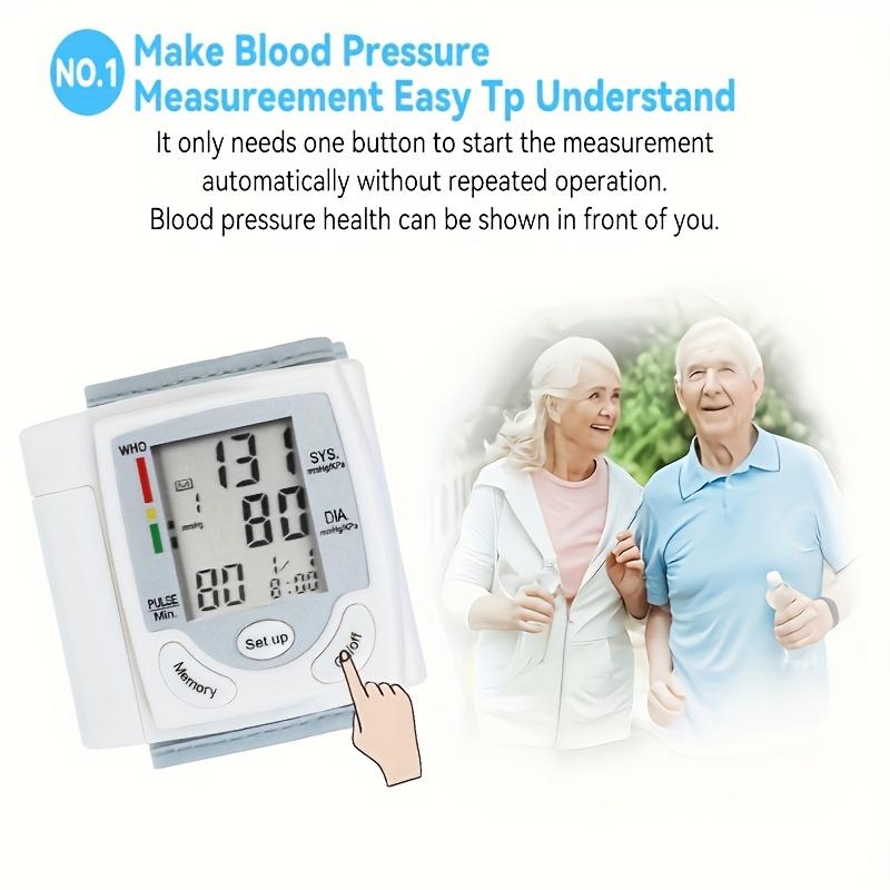 Monitor de Presión Arterial de Muñeca Automático con Pantalla LCD Grande - Brazalete Ajustable, Detección de Frecuencia de Pulso, Alerta de Latido Irregular