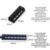 Sync Data Converter Splitter 5Gbps High Speed 4/7 Port USB 3.0 Hub AC Power Adapter on/Off Switches