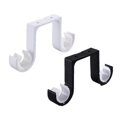 2pcs/set Aluminum Double Curtain Rod Brackets Black Durable Window Hardware Hook Hanger Supporter Home Decor Accessories