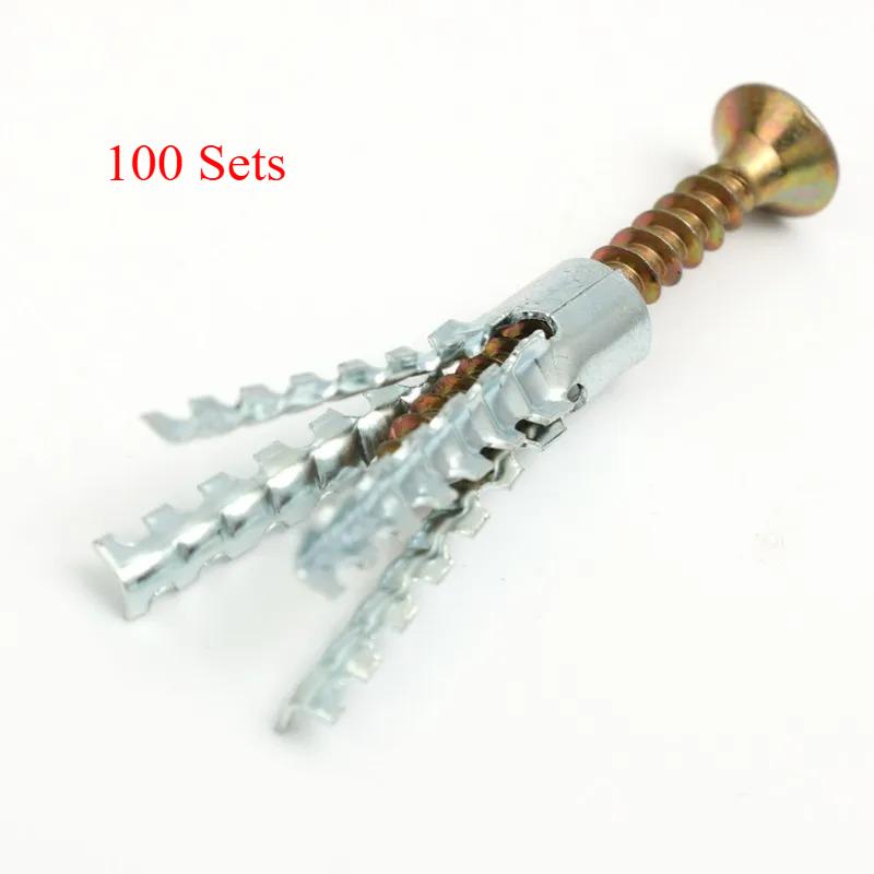 200/10Set Expansion Pipe for Hollow Walls Tile Drywall Anchors with Screw Self Tapping Screw Drilling Plug Expansion Bolt Tools