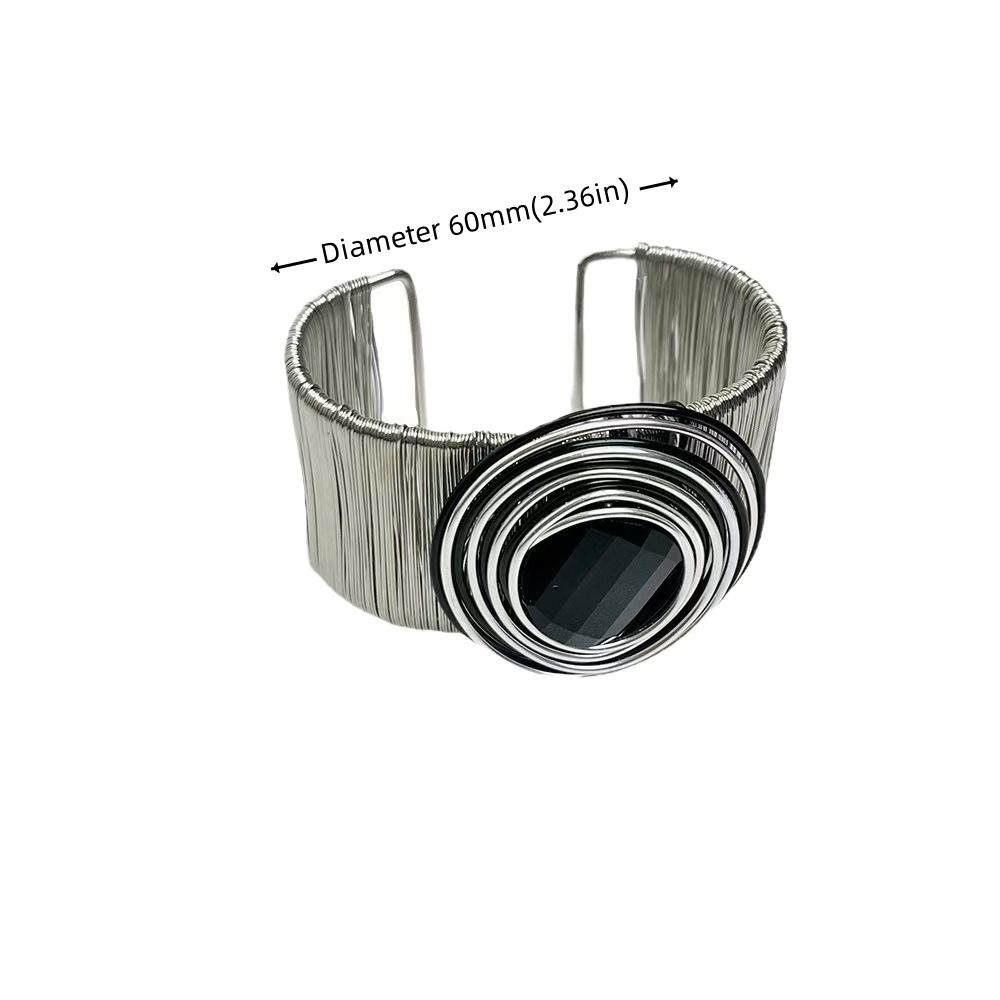 Punk Goth Rhinestone Bracelet Silver Color Women Bangle Fashion Metal Wire Bracelet  Music Party