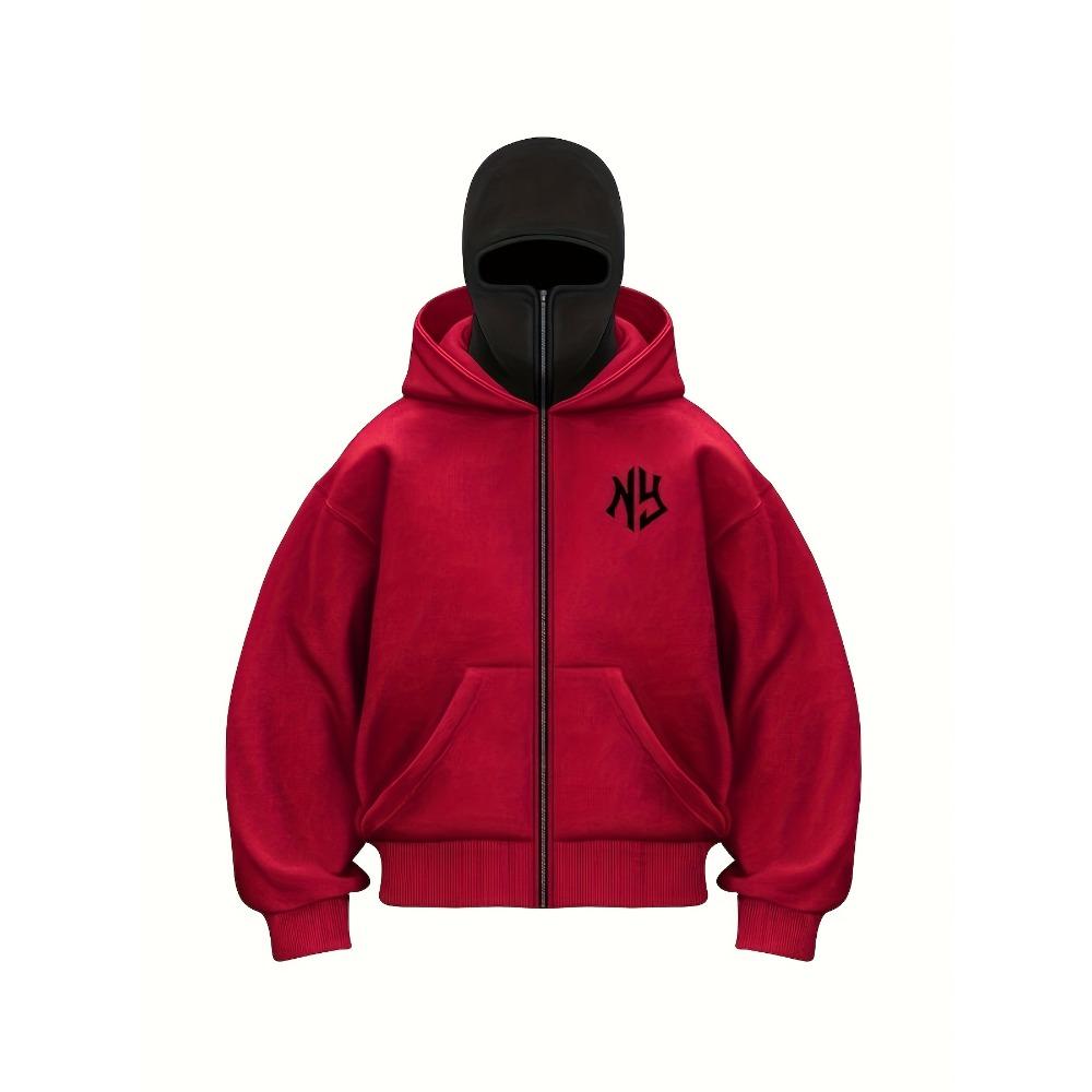 Y2K Fashion Twist Letter Design Trendy Logo Zip-Up Hoodie - Casual Loose Fit, Medium Stretch, Double