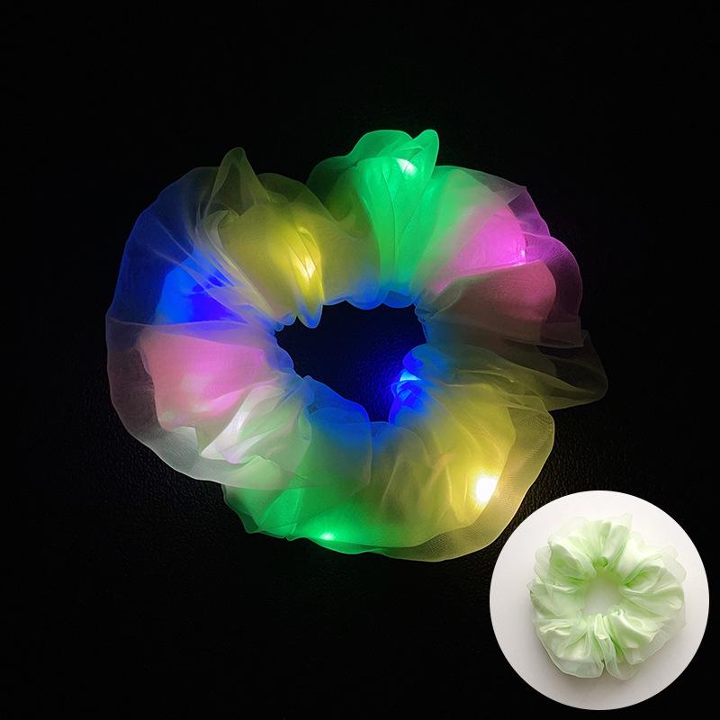 LED Işıklı Parlak Saten Noel Saç Tokası - Amerikan ve Avrupa Stilleri için Kalın Bağırsak Scrunchie Saç Aksesuarı