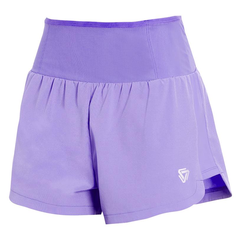 Women's Quick-Dry High-Waist Shorts with Zipper Pocket & Anti-Exposure Lining for Running & Fitness