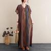 Women's V-Neck Floral Maxi Dress Short Sleeve Loose Boho Summer Dress