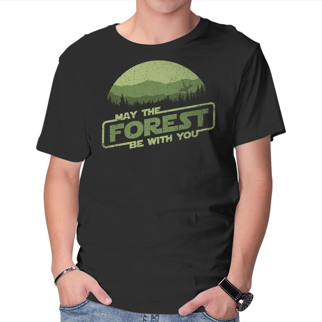 Unisex Crew Neck T-Shirt May The Forest Be With You Graphic Short Sleeve Casual Tee