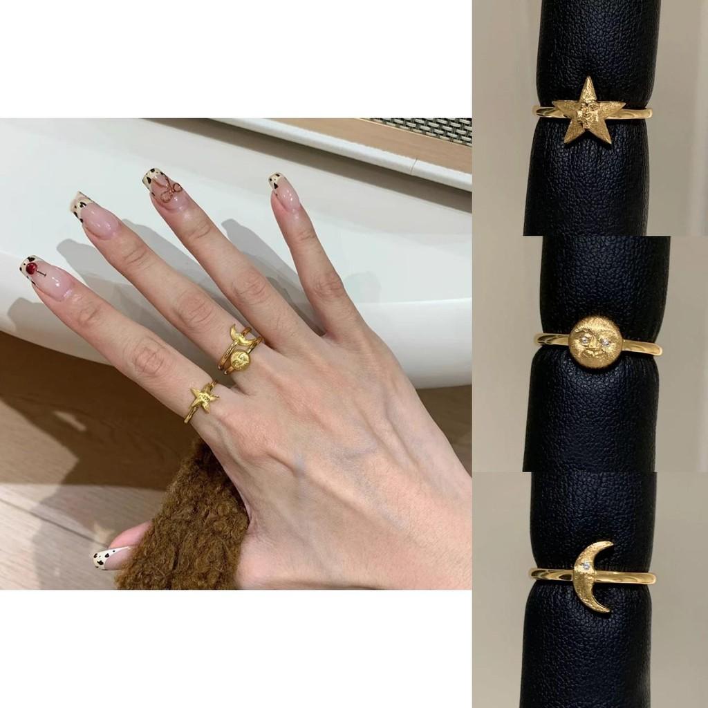 Elegant Copper Star Moon Sun Ring For Women Unique Design Adjustable Size Fashion Accessory
