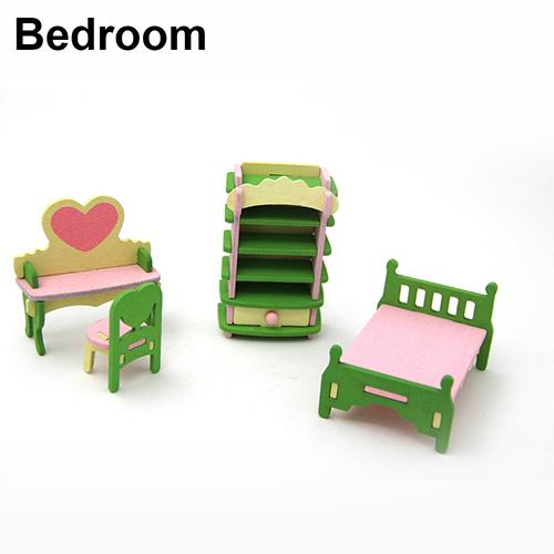 Puppenhaus-Möbel aus Holz, Miniatur-Puppenhaus, Zimmer-Set, Spielzeug, Weihnachtsgeschenk für Kinder