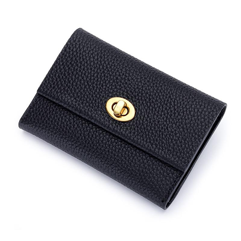 

Genuine Leather Women s Coin Purse: Short, Exquisite, Multifunctional Card Holder, New 2025 Fashion чёрный