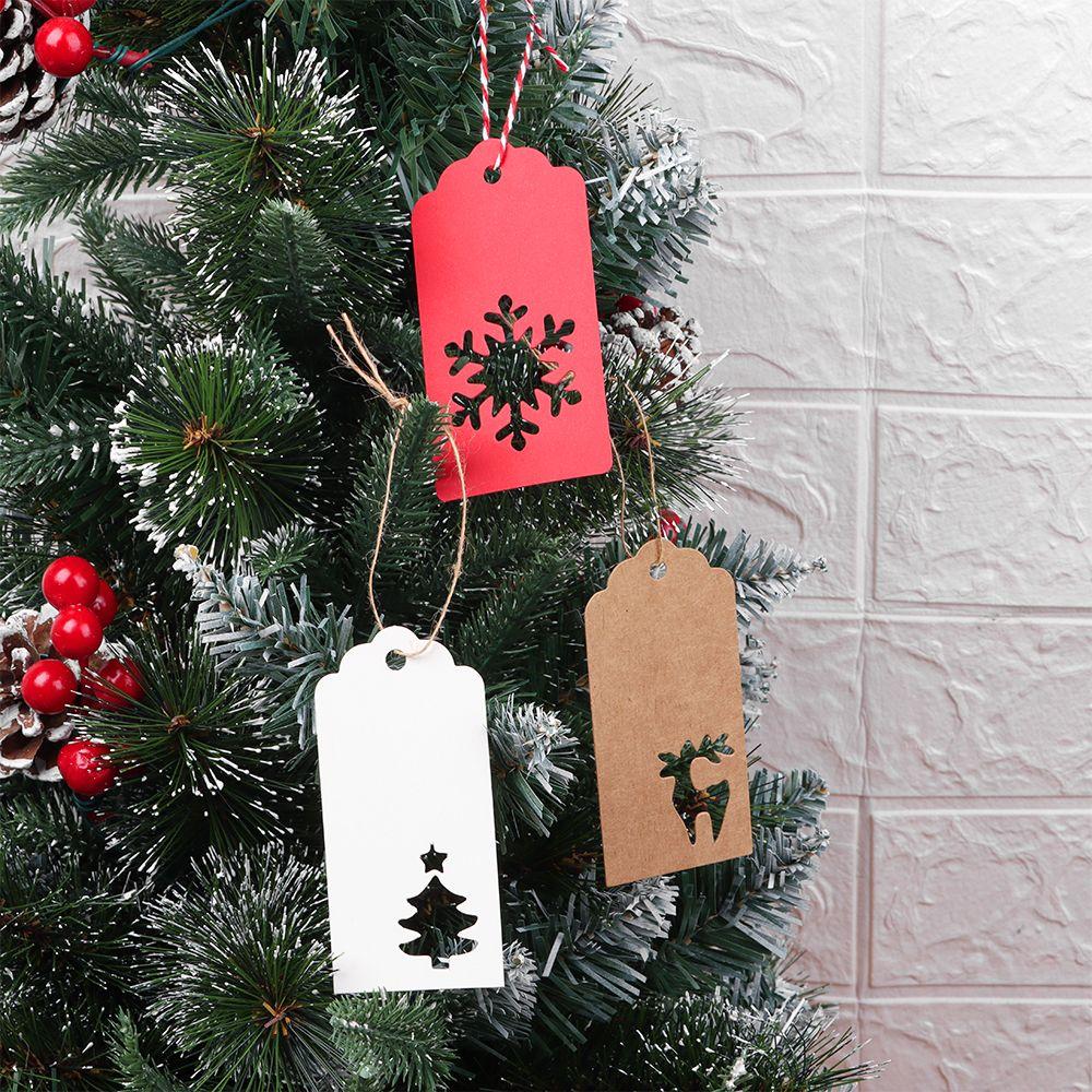50pcs DIY Crafts Xmas Tree Hanging Christmas Card Label Kraft Paper Tags Thanks Tag Snowflake