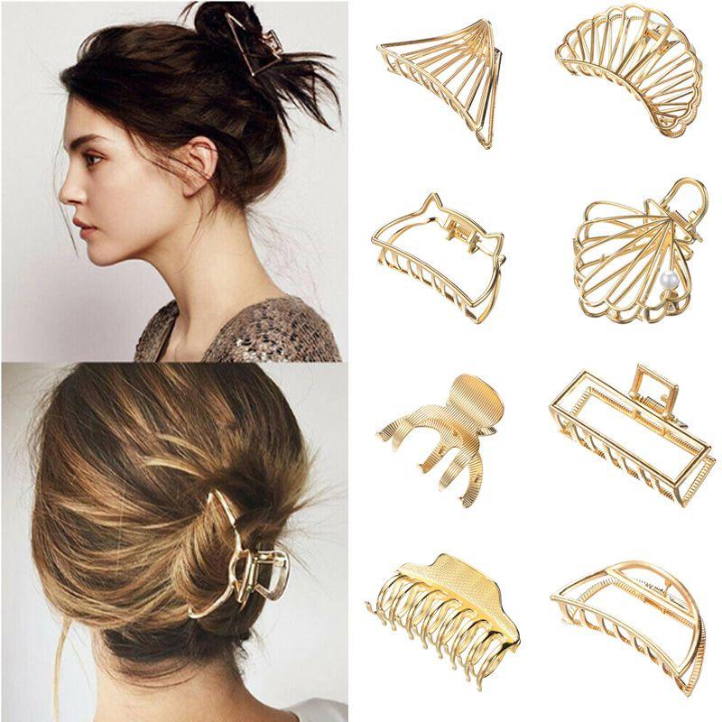 Fashionable Gold Metal Hair Claw Clips Chic Headwear For Daily And Special Events