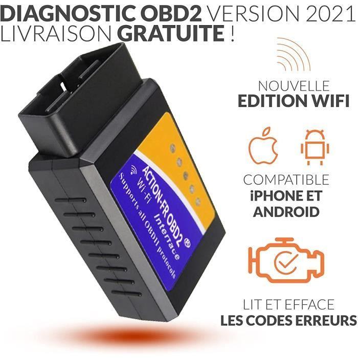 Lecteur OBD2 - Vendeur Français - Tous véhicules - WiFi - Compatible iPhone et Android - Suppression d'erreurs