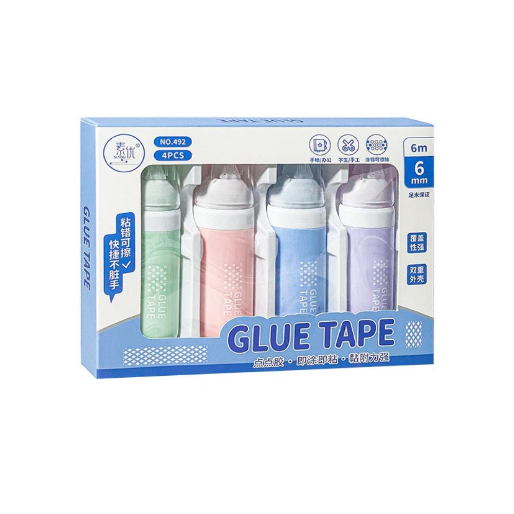 4pcs/set Erasable Double Sided Tape Roller Morandi Color Double-sided Adhesive Tape Journal 4pcs/set