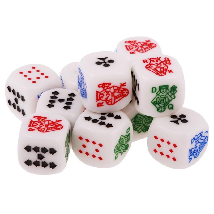 10pcs 16mm Acrylic Poker Gaming Card Game Dices Friends Party Board Game Dice