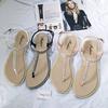 Fashion Summer Sandals Women Flip Flops Rhinestone Party Shoes Female Peep Toe Narrow Band Crystal Flat Sandals Woman Sandalias Mujer