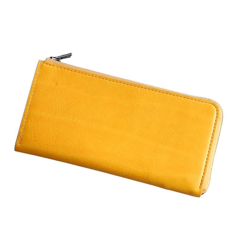 

[STATUSY] il modo ZIP made in Japan L-shaped zipper v genuine leather long wallet men s ladies illumode zip (Yellow, (for left-handed)