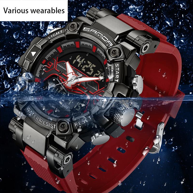 Neue elektronische Uhr, multifunktionale Modetrend-Herrenuhr, coole Uhr, im Dunkeln leuchtend, wasserdicht, stoßfest, Wecker, Herrenuhr