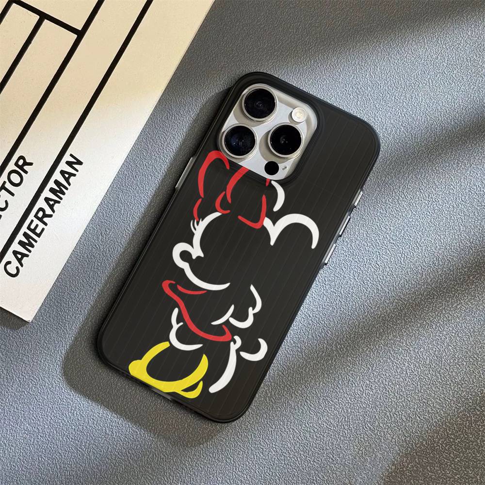 M-Minnie M-Mickey For iPhone 16 15 14 13 12 11 17 Pro Max Plus Wave Corrugated Phone Case Anti Drop Cover