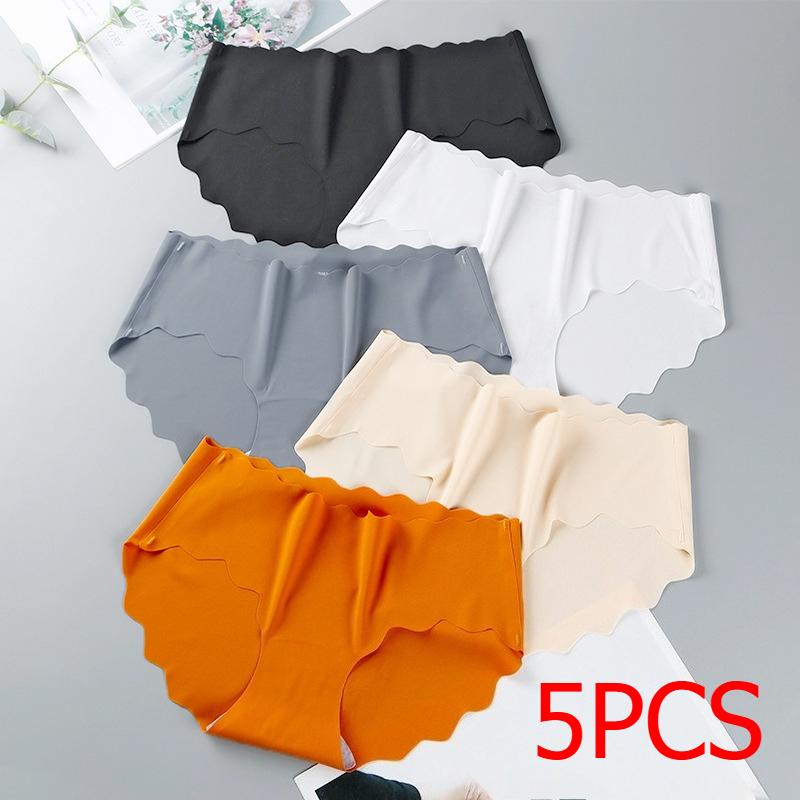 Truser med høy midje for kvinner Plus Size Ice Silk Sømløse Truser Dame Myke underbukser