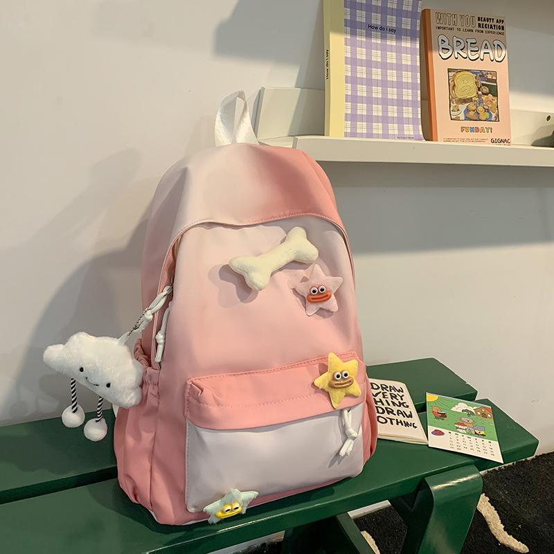 Schoolbag Female 1011 New Middle School Student Large Capacity Backpack Simple Versatile Student Bag Lightweight Backpack Female