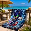 Blue Hedgehog In Action Beach Towel Microfiber Beach Towel, Lightweight and Quick-Dry, for Summer Travel, Swimming Pool Fan Birthday Gift