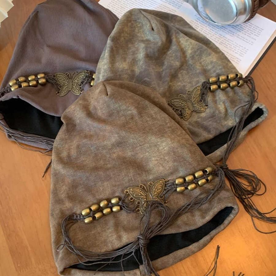 American Autumn and Winter Hat Women's Maillard Style Retro Butterfly Hat