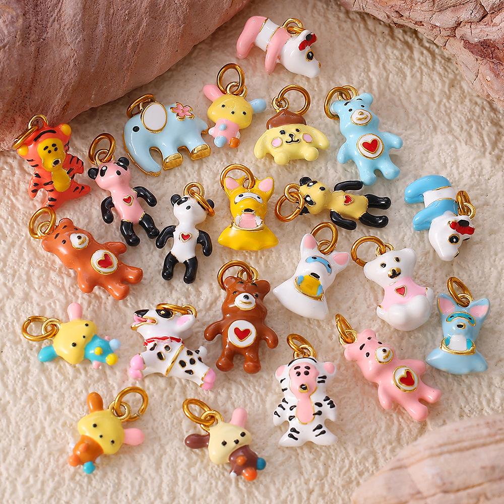 Kawaii Animal Kingdom | 18K Gold Plated Brass Enamel Animal Charm for Jewelry Making | Cute Cartoon Animal Pendant