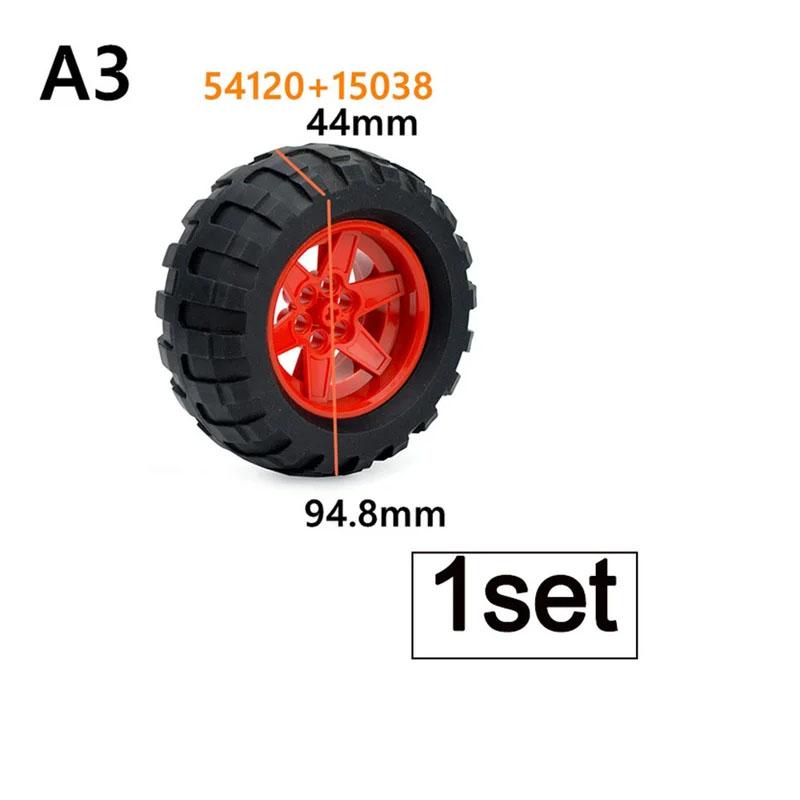 1Pcs Technical Tire & Wheel Hub Building Blocks Compatible with MOC Car Truck Parts