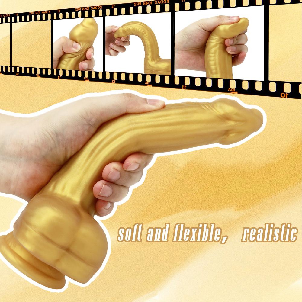 Silica Gel Dildo Realistic Skin Silicone Penis Soft Huge Dick Strapon Suction Cup Anal Sex Toys for Women Vagina Masturbation