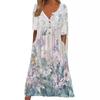 2026 Spring V-Neck Button Short-Sleeve Maxi Dress with Pockets