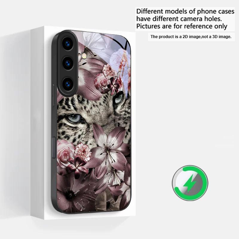 Flower Leopard Shadow Suitable For Samsung Galaxy S25 Ultra S20 FE S21 S22+ S23 Plus S24 S26 Edge Magnetism Glass Phone Casee