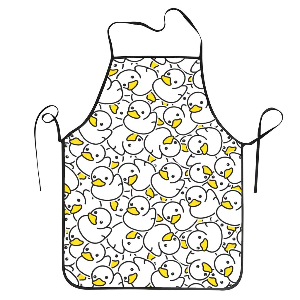 Cute Duck Cartoon Apron Unisex Waterproof Kitchen Bib Polyester Gardening Pinafore