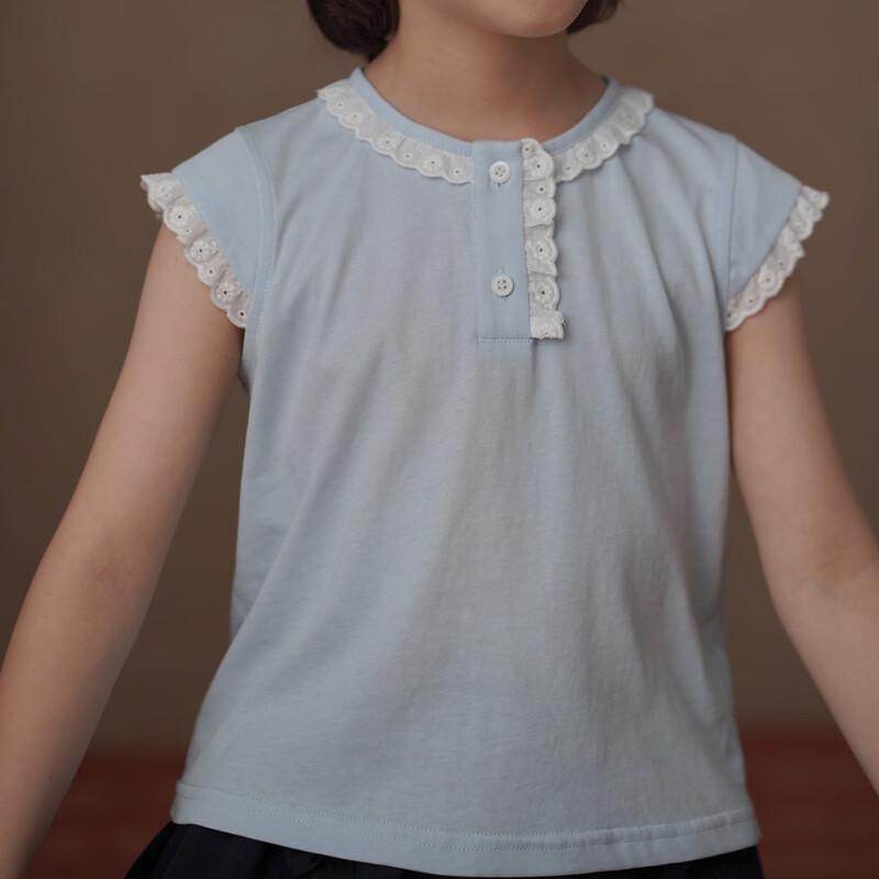 Hacikis Girls  Soft Knit Ruffle Sleeve T-Shirt 170