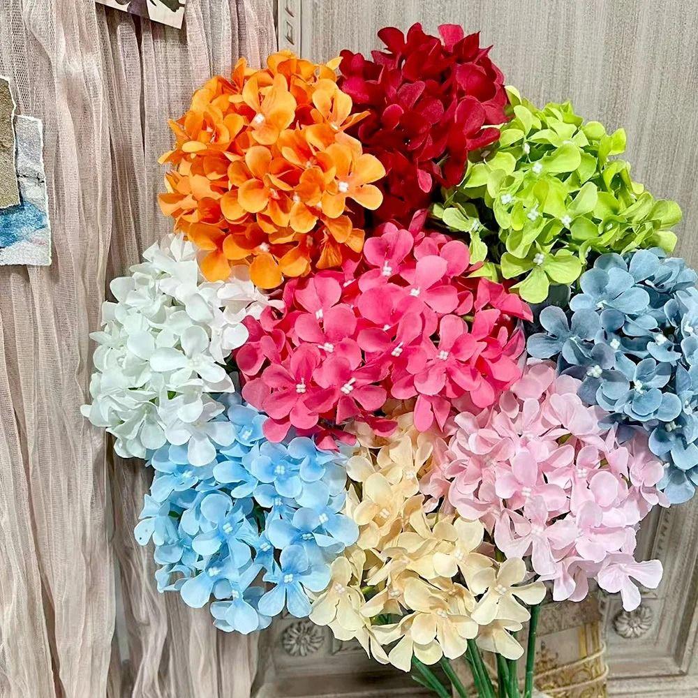 5 Heads Artificial Hydrangea Flower DIY Silk Fake Hydrangea Flowers Beauty Wedding Floral for Wedding and Festival Decoration