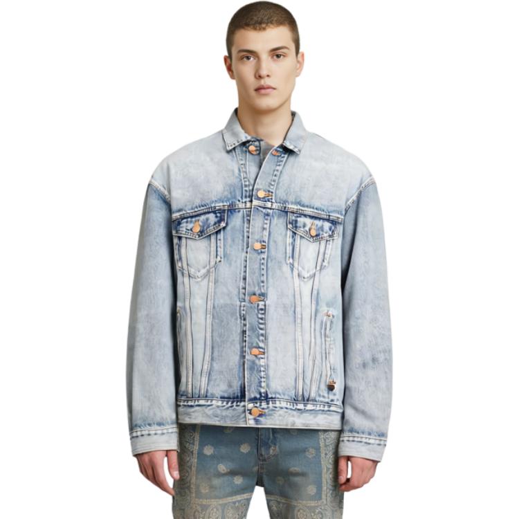 Balenciaga Large Fit Grafitti Backlogo Denim Jacket 678354TDW143341