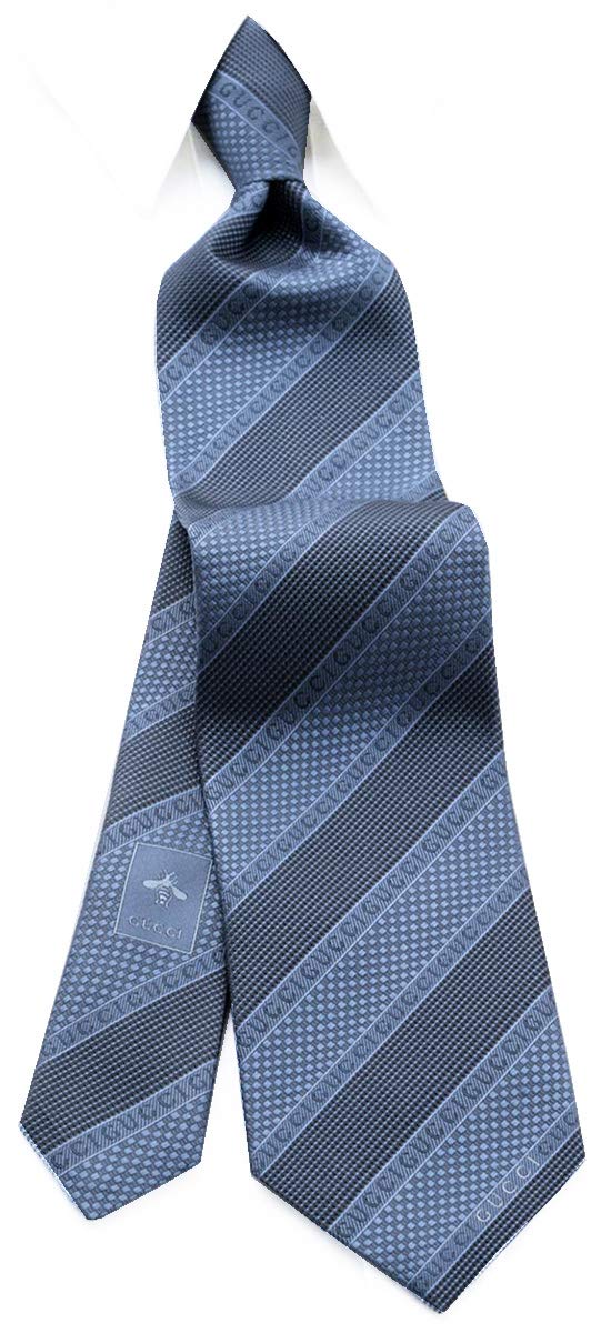 Gucci Blue Striped Tie GUJ-833 [Used] синий